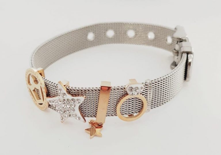 bracelet avec pendentif en bague en etoile acier inox pour femme