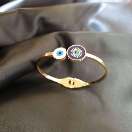 Bracelet oeil bleu en acier inoxydable pour femmes